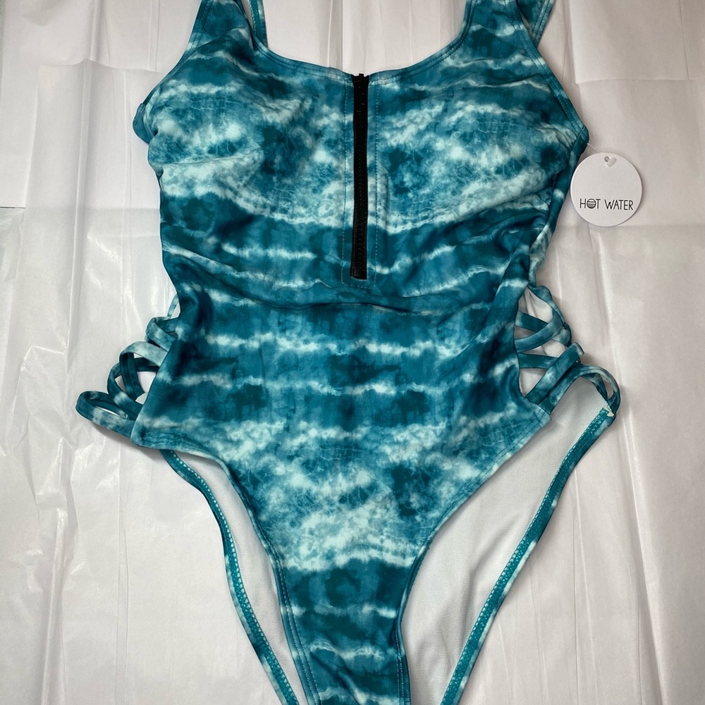 Blue one piece swimsuit